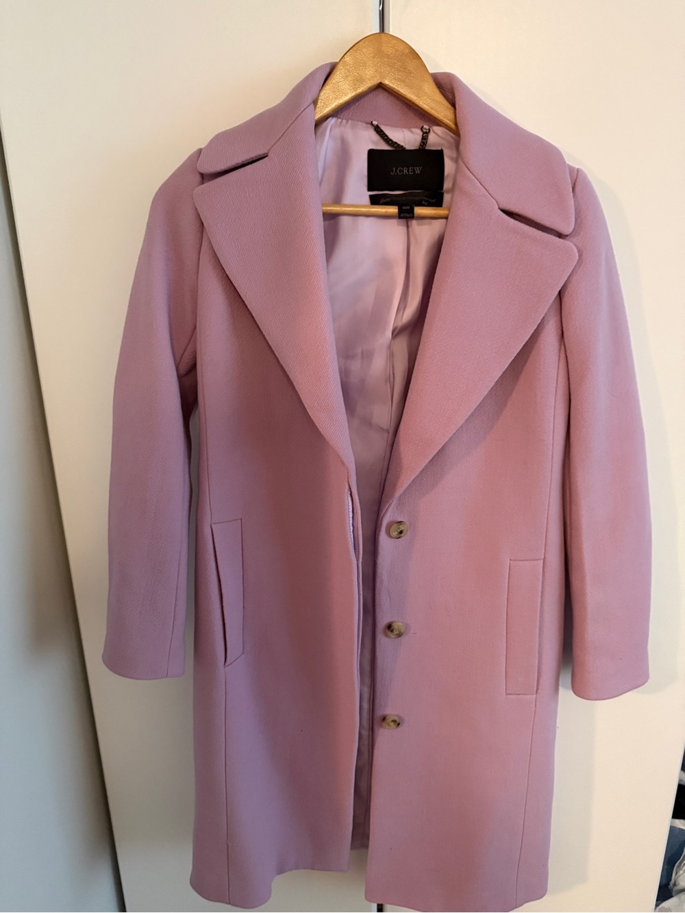 J. Crew Lilac Single-Breasted Wool Trench Coat